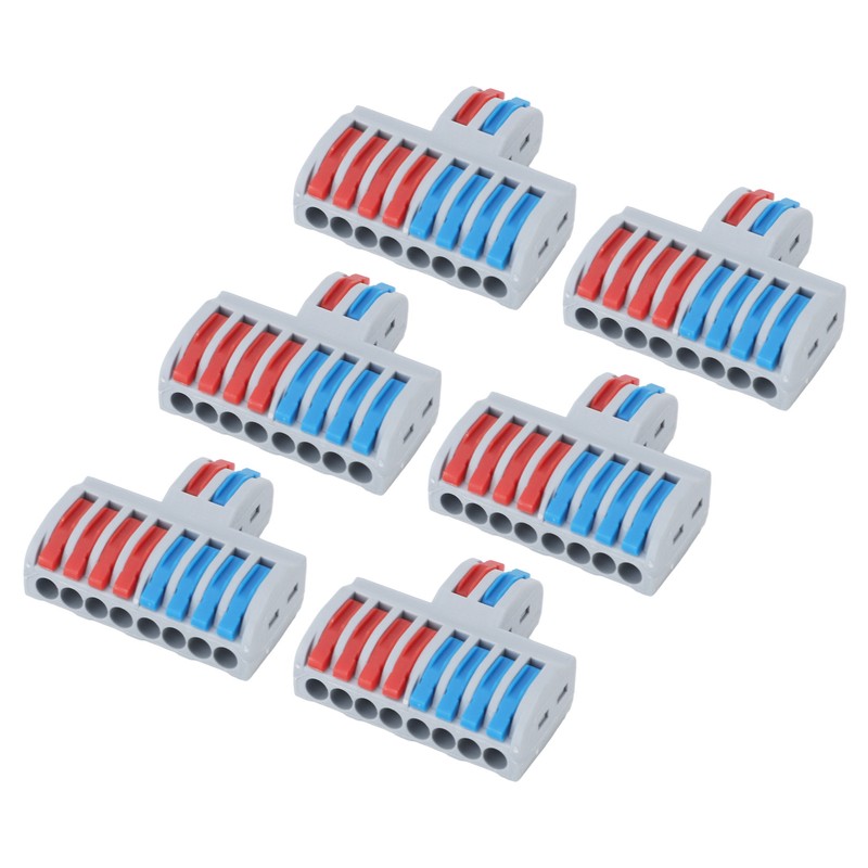 6PCS 2 in 8 Out Terminal Blocks 8 Way Butt