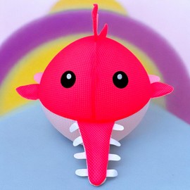 MIJOMA Happy Water Polo Fish, Fabric Cover, Springball Diameter 23 cm, Robust Polyester, Durable Water Toy for Games on Land and Water, Family Friendly (Pink-White)