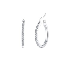 925 Sterling Silver Post Small Hoop Earrings|Silver Hinged Cubic Zirconia Hoop Earrings|Silver Hoop Earrings for Women Girls Valentine Birthday Gifts(13mm)