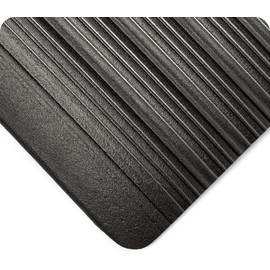 Wearwell Tuf Sponge Light Duty Anti-Fatigue Workstation Mat - Black. 2' W x 3' L x 3/8" Thickness. PVC Vinyl Sponge. Safety Rounded Edges. Dry Areas in Light Industrial Applications (451.38x2x3BK)