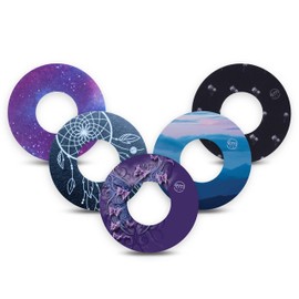 ExpressionMed CGM Adhesive Patches for Libre 2 and Lingo (Pack of 5) - USA Made, Waterproof, Non-Fraying, Pre-Cut CGM Sensor Tapes (Dreamy Escapes Variety Pack)