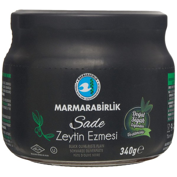 Marmara Birlik Black Olive Paste Plain, Olive Spread 12 oz/ 340 gr