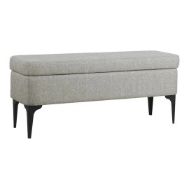 HomePop 17.5" Large Modern Sustainable Woven Fabric Storage Bench in Gray