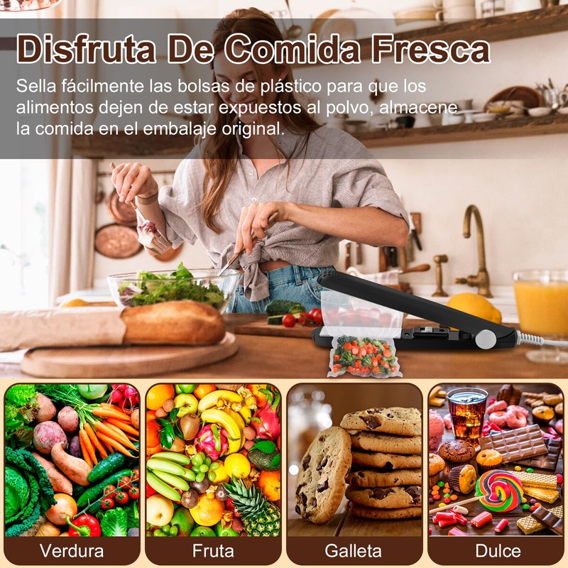Sellador de Bolsas Plásticas, Lostrain Máquina Selladora Portátil para Alimentos,