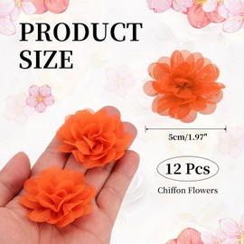 PATIKIL Chiffon Flowers, 12Pcs 2" Sewing Fabric Flower Appliques Embellishments for DIY Crafts Clothing Headbands Wedding Party Decoration, Orange