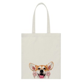 WIRESTER Reusable Canvas Tote Bag for Women Girls, Beach Bag, Grocery Shopping Bag, Shoulder Bag, Travel Tote Bag - Red Pembroke Welsh Corgi Dog