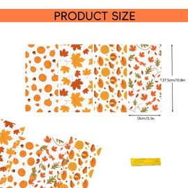 Jocomoni 100PCS Thanksgiving Cellophane Treat Bags, Clear Plastic Goodie Candy Bag with Twist Ties for Thanksgiving Fall Birthday Party Favor Supply（4 Style）