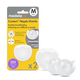Medela Contact Nipple Shields 20 mm ("M") con Estuche Portátil, Pezoneras de Silicona Ultrafina y Suave, Sin BPA, Ideal para Pezones Agrietados o Planos, Incluye 2 Unidades, Disponibles en Más Tallas