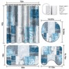 Lnond 4Pcs Bathroom Sets with Shower Curtain and Rugs, Blue