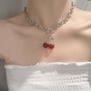 Inateannal Gothic Cherry Choker Necklace Red Cherry Pendant Necklace Silver