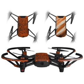 Skin Decal Wrap 2 Pack for DJI Ryze Tello Drone Folder Doodles Burnt Orange Drone NOT Included