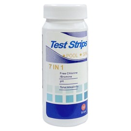 7-in-1 Water Test Strips for Spa, Test Strips, Water Test Kit, Chemical Tester for Free Chlorine, Total Chlorine, Bromine, Alkalinity, Nitrite, Hardness and pH Value (50 Sticks)
