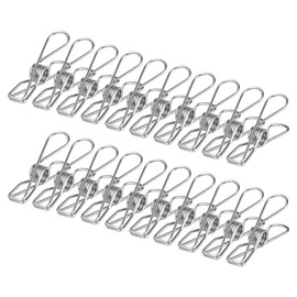 Vicloon Clothes Pegs, Stainless Steel, Pack of 100 Stainless Steel Clothesline Clips for Towel, Clothes, Socks, Silver