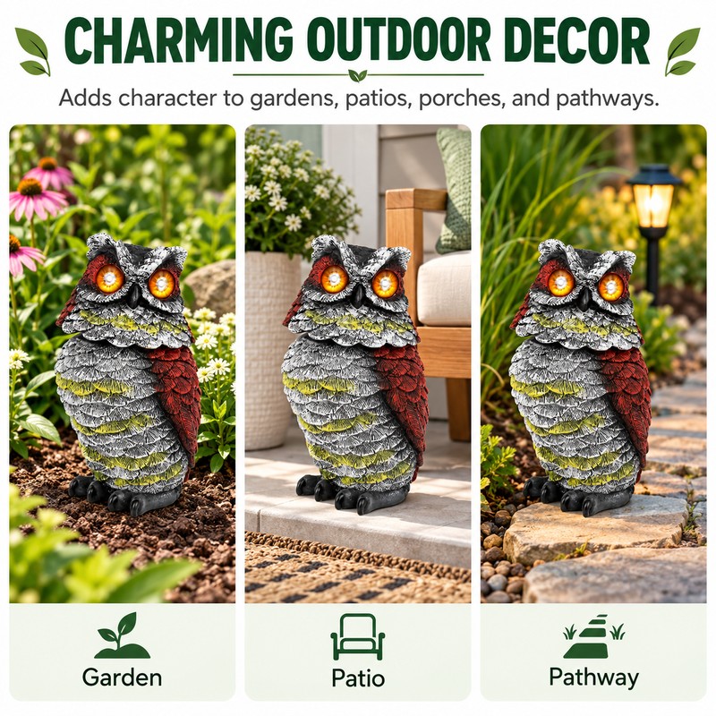 Solar Owl Bird Deterrent with Motion-Activated Sound & Flashing Eyes