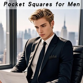 Gsyziux Pocket Squares for Men Prefolded Mens Handkerchief Solid Mens Pocket Square for Tuxedo Wedding Party (Black*1+Black*1)
