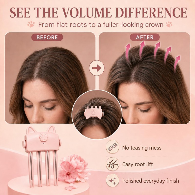 Cordless Electric Hair Volume Clip,Wireless Heated Volumizing Rroot Lift Clip