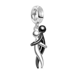 GNOCE Charm Pendant Lover Hugging Romantic Charms 925 Sterling Silver Jewellery Gift for Girls Wife Daughter Matching Bracelets / Necklace, Silver