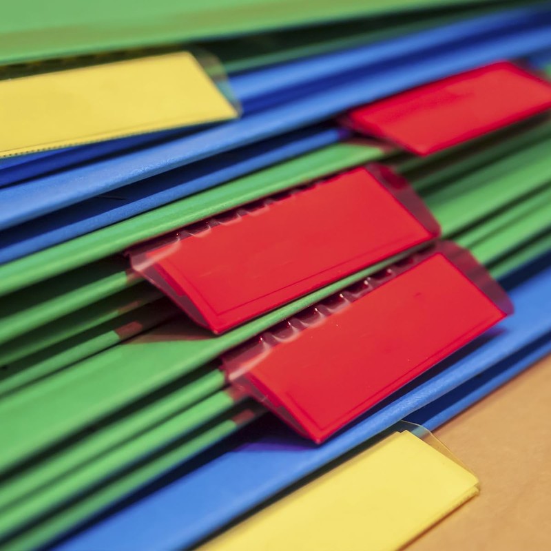 WELANE File Folder Tabs & Inserts, 50 PCS Colorful Plastic