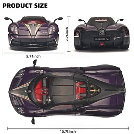 RZAPE Car Toys for Boys 1 18 Scale Diecast Cars Compatible for Pagani Huayra Dinastia Model Car Kits Collection,Metal Pull Back Cars with Light and Sound,Toy Cars for Boys Age 4-7（Purple）