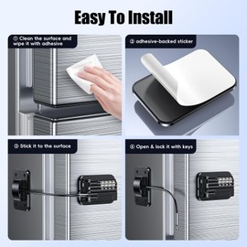 Fridge Locks Combination, Child & Baby Proofing Refrigerator Latchs with Code for Kids, Toddlers and Children Safety, Self Adhesive Freezer Lock for Cabinet and Drawers, Oven, Windows (Black-1 Pack)