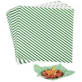 KIKISML 100 PCS Deli Paper Sheets 12 * 12 Inch, St Patricks Day Food-graded Greaseproof Paper Food Basket Liners for Sandwiches, Burgers, Fries Wrapping Paper for Party, Festival and Outdoors - Green