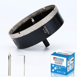 4-1/4" Diamond Hole-Saw Bits with Pilot Drill Bit 4-1/4 in Diamond Tipped Tile Hole Saws with Guiding Bit for Accurate Drilling, for Porcelain Tile Ceramic Pottery Granite Stone Glass Bottles 110mm