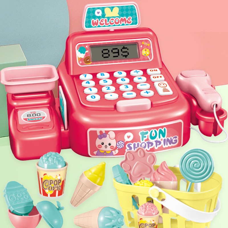 Cash Register Playset Stimulation Cosplay Learning Calculation Shopping Checkout Money