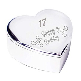 Chris Bag Of Goodies 17th 17 Seventeen Seventeenth Years Old Birthday Heart Shaped Trinket Box Keepsake Gift Ideas for Girls Her