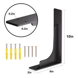 Oprika 4 Pack Heavy Duty L Shelf Brackets, Metal Wall Mounted Shelves (10 x 6in)