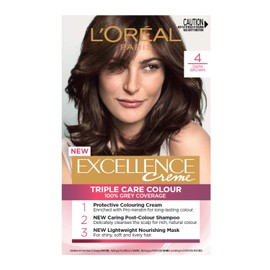 L'Oréal Paris, Permanent Hair Dye, Strengthening & With Up To 100% Grey Coverage, Excellence, Dark Brown 4.0