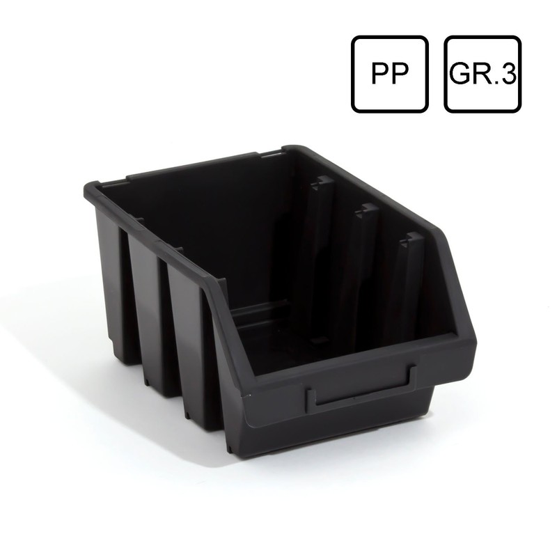 Set of 5 ERGO-Box L black storage bin for workshop