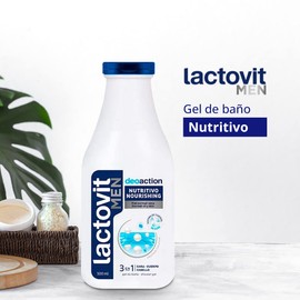 Lactovit - Gel Deo Action Hidratante y Nutritivo - Gel de Baño 3 en 1, para Cuerpo, Cara y Cabello - 500 ml - Jabón Líquido Corporal Ideal para Hombre - Efecto Desodorizante