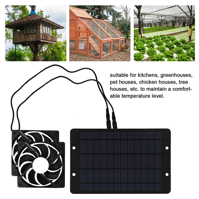 Solar Panel Fan Kit 10W Solar Powered Dual Fans for