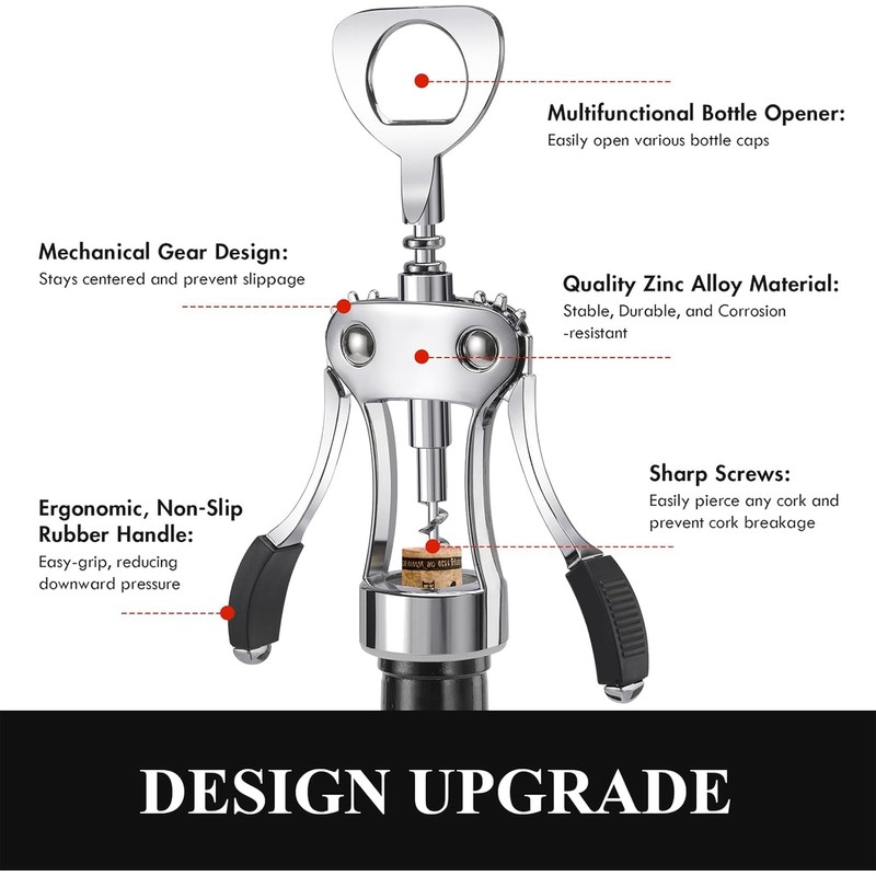PQCLXUYA Wine Opener Gift Set, Zinc Alloy Premium Wing Corkscrew