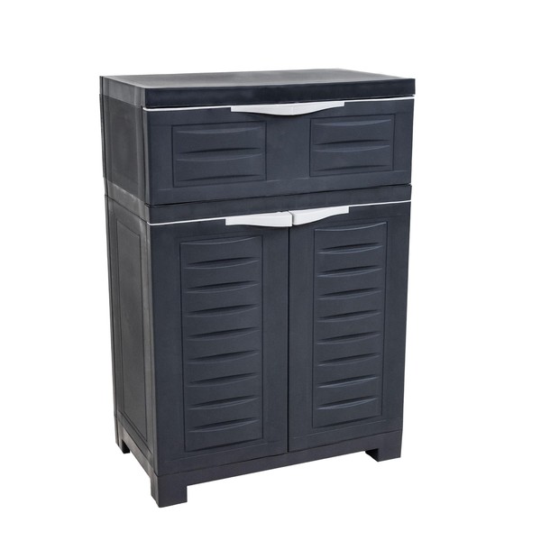 Sunnydaze Plastic Garage Storage Cabinet with Adjustable Shelf – 34.5"