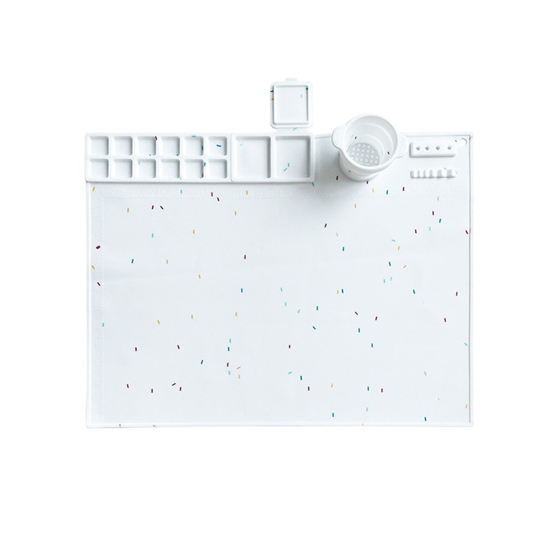 Silicone Painting Mat Washable Art Mat with Foldable Water Cup