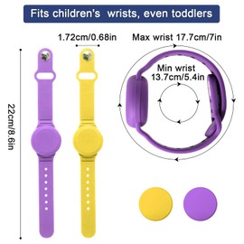 SAVITA 2Pcs Armband für Airtag Kinder, Wasserdicht Airtag Armband Kinder Silikon Ältere Menschen Verstellbar Anti-Verlust Airtag Hülle Armband Kinder zum Verstecken von GPS-Tracker (Gelb, Lila)