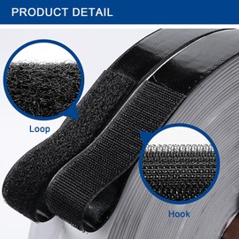IFNOW Hook and Loop Tape Double Sided 0.8in x 16.4 ft Black Back Self Adhesive Interlocking Nylon Fabric Fastener Non Slip Rug Grippers Excellent Grip, Strong Sticky Back for Fixing and Hanging