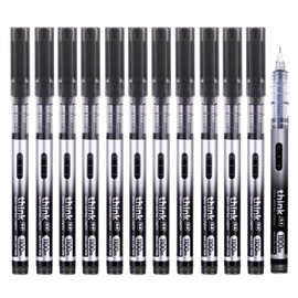 BASUNOCL 12 Count Fine Point Pen Liquid Rollerball Pens, 0.5mm Black Ink Pens Ultra Fine Point Pens Smooth Writing for Note Taking, Office Student School Supplies