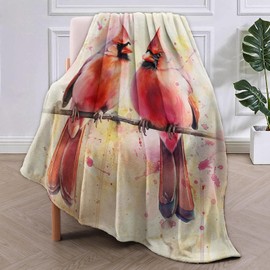 Cute Cardinal Blanket Gifts for Women Girls Soft Warm Lightweight Cozy Plush Birds Animal Throw Blankets for Bedroom Living Room Sofa Home Decor 60"x50"