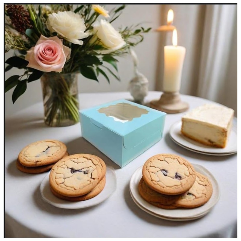 Generic 30Pcs (6x6x3 in) Mini Cake Boxes+2 stickers with Display