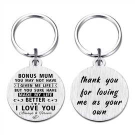MOQIYXL Bonus Mum Christmas Gifts, Stepmum Birthday Gifts Keyring, Meaningful Step Mum Christmas Gifts, Thank You for Loving Me As Your Own