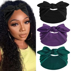 STGDAK Bandana Headbands Vintage Bow Headbands for Women Wide Headband Non Slip Headwraps Knotted Turban Workout Yoga Hair Scarf Rabbit Ears Boho Headband Hair Accessories