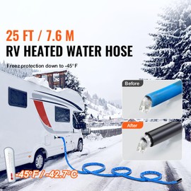 Happybuy 25ft Heated Water Hose for RV – Self-Regulating, Antifreeze to -45°F, BPA-Free, 5/8" I.D., 3/4" GHT Adapter
