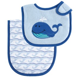 Luvable Friends Unisex Baby Bib and Burp Cloth Set, Blue, One Size