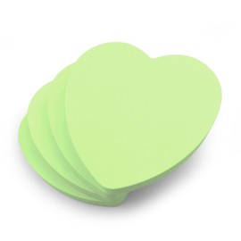 Evergreen Goods Haftnotizen in Herzform, Pastellgrün, 100 Blatt pro Block, 7,6 x 7,6 cm, entfernbare Haftnotizen für Büro, Schule, Zuhause, Valentinstag, St. Patrick's Day, Geschenk für Paare, 4 Stück