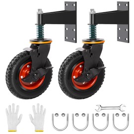 HARVOST 8 Inch Gate Wheel with Brake, 600lb Capacity Heavy Duty Farm Gate Wheel Spring Shock Absorbing Gate Caster 360 Degree Rotation for Metal Tube, Wooden, Fence Gate (2 PCS), Black