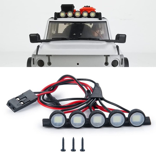 ZuoLan 1/24th RC Car Headlights LED Round Roof Rack Lights Lamp White Upgrades for Axial SCX24 AXI0006 Bronco RC Crawler Truck Car Accessories