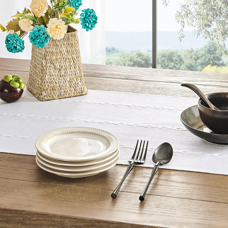 ZeeMart Farmhouse Table Runner, Rustic Table Runners 108 Inches Long,
