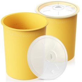 2Pack 5 Gallon Bucket Liner with Lid Reusable Silicone Bucket Saver Liners for Concrete Mix and Thinset, Heavy Duty with Graduated Markings(5 Gallon,Yellow)